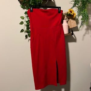 Red midi dress